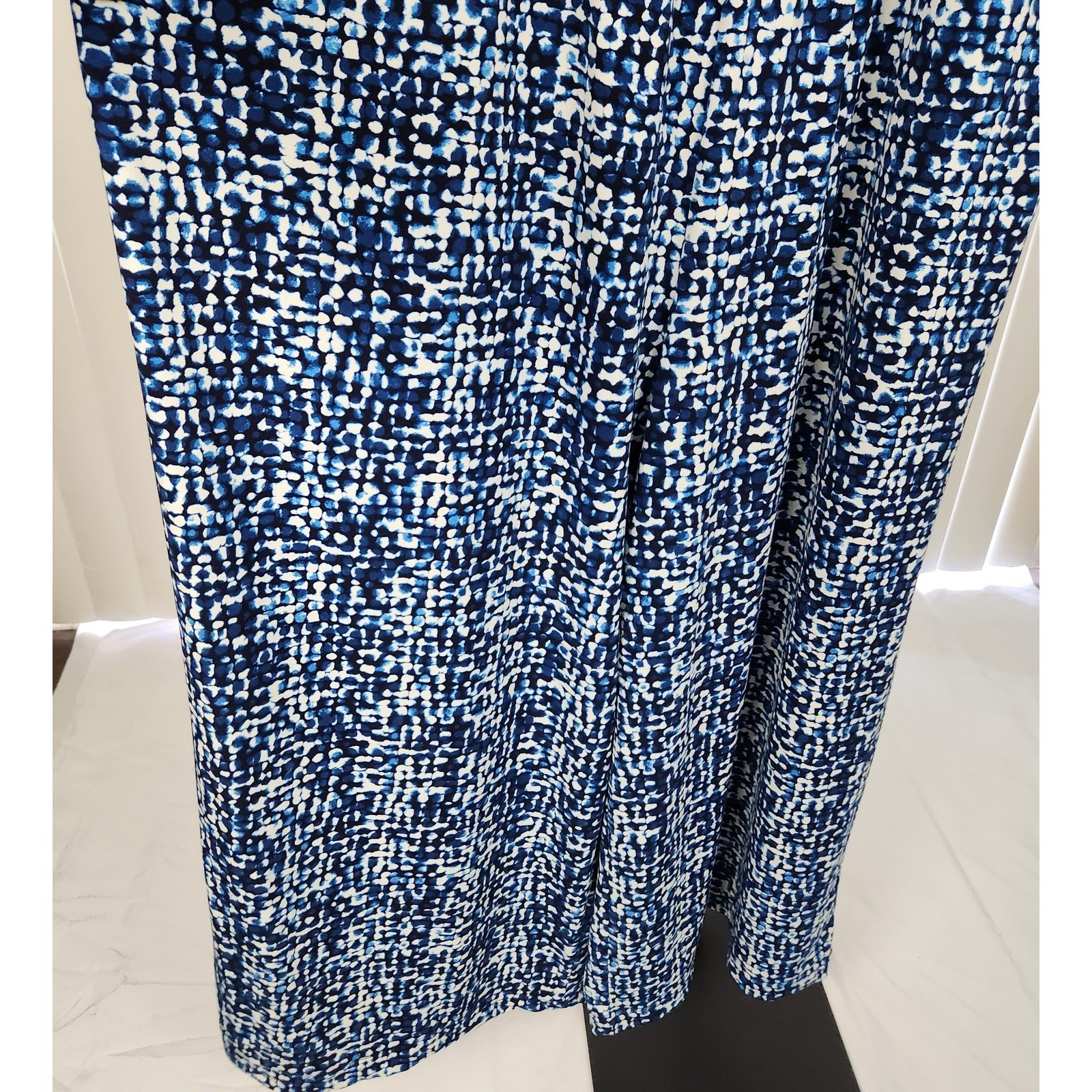 Lane Bryant Jersey Jumpsuit Wide Leg Empire Elastic Waist Blue White Size 18/20