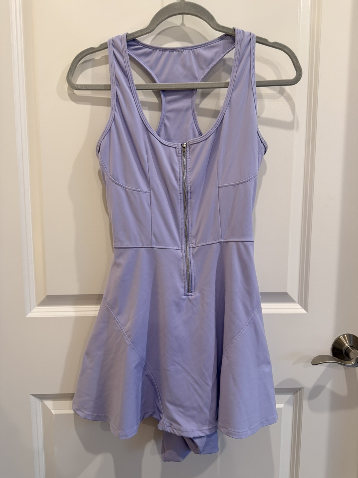Alo Yoga Lavender Tennis Dress Romper Medium Zip Front Racerback Activewear