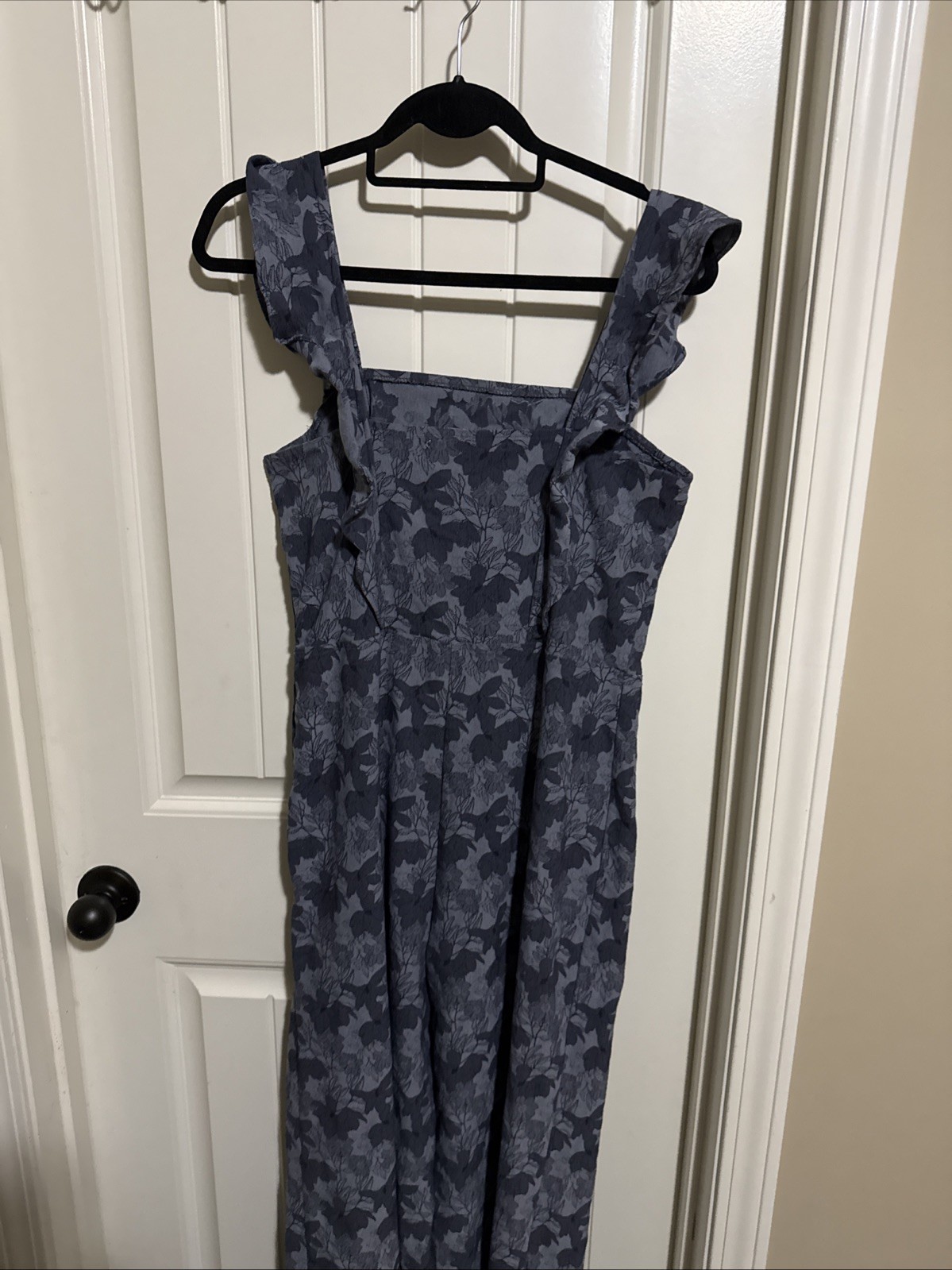 Chelsea & Violet Light Blue Ruffle Lace Romper Crew Neck Elastic Waist M