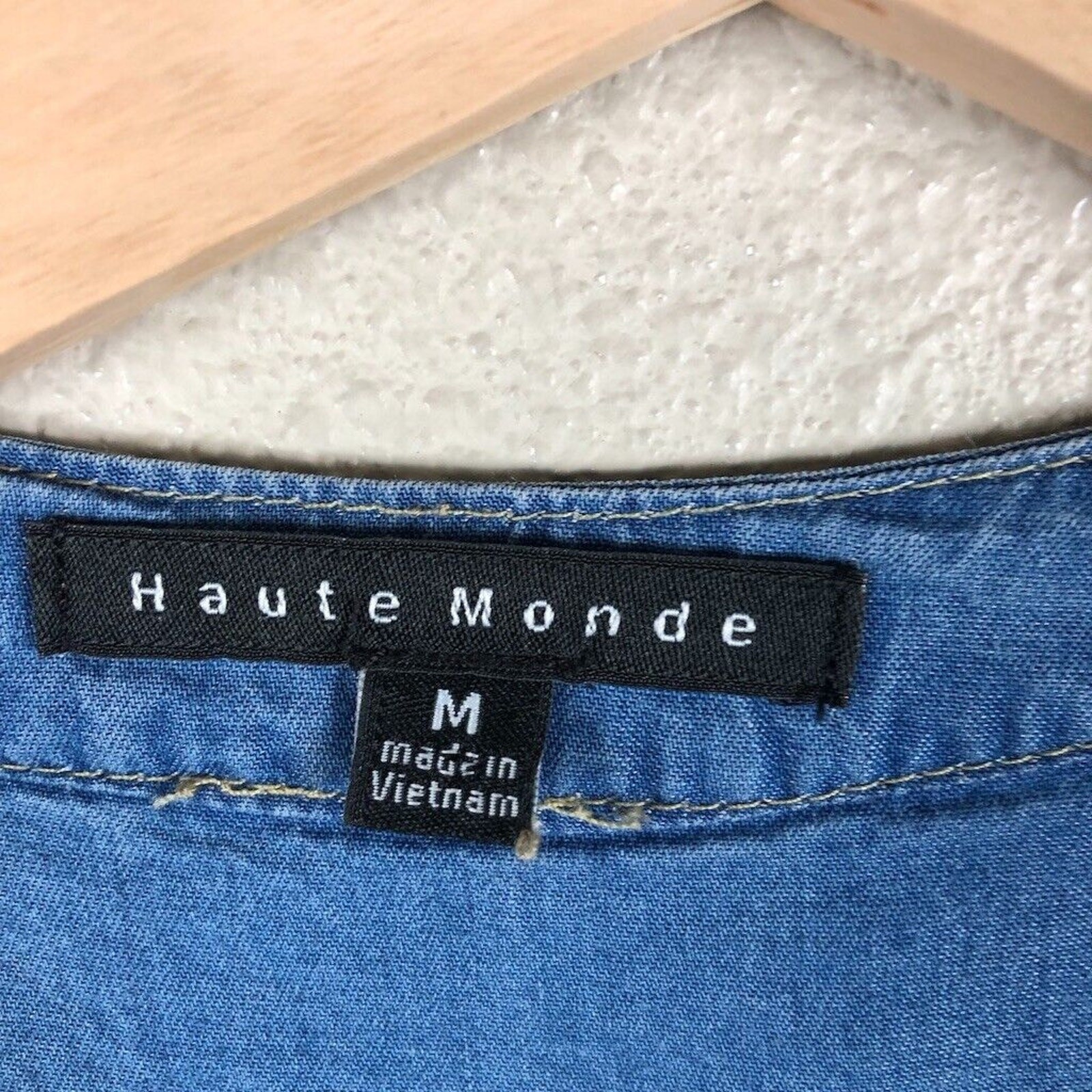 Haute Monde Romper Women Medium Blue Chambray Tie Elastic Waist Nordstrom Casual