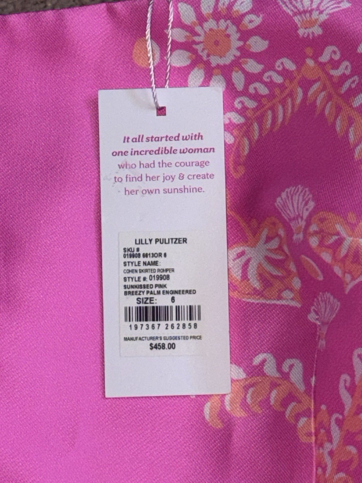 Lilly Pulitzer NWT Size Cohen Skirted Romper Sunkissed Pink Breezy Palm Engineer