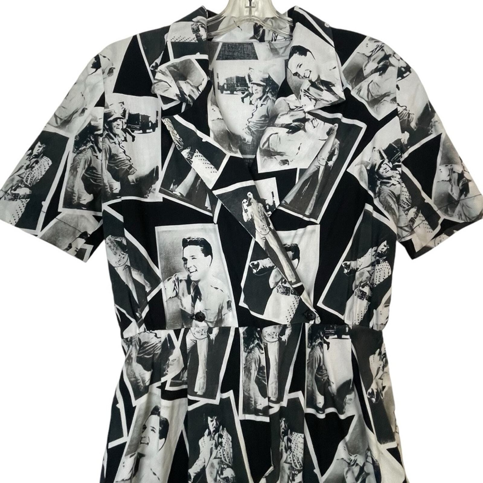 Vintage 80s 90s Retro 50s Pinup Style Cotton Elvis Presley Novelty Print Romper