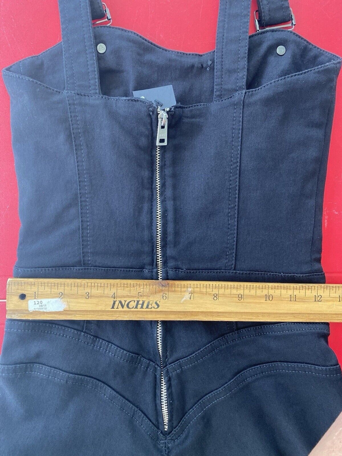 Guess Rosemary Jumpsuit High Waist Skinny Fit Stretch Denim Womens XS Black NWT