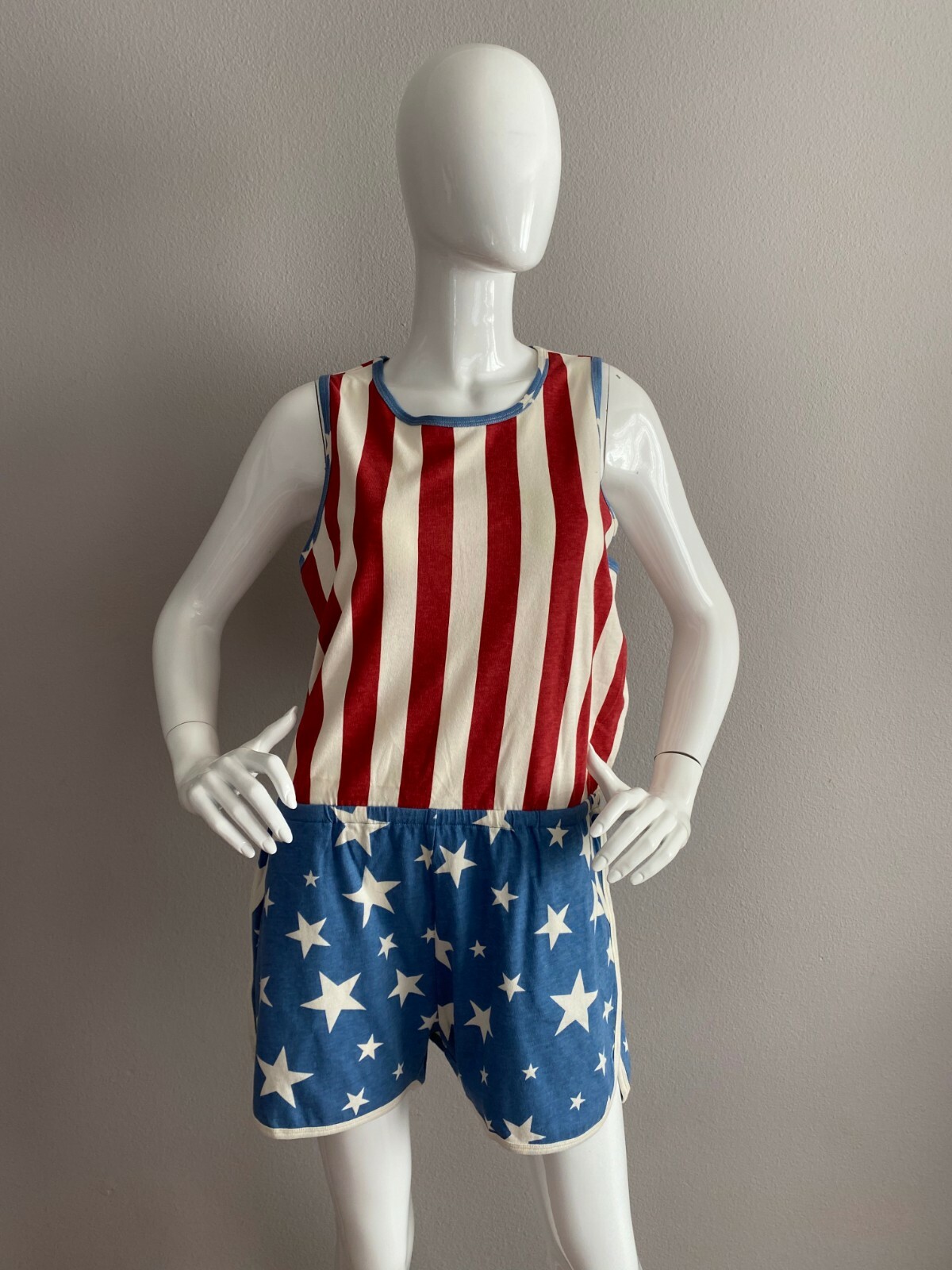 Junk Food Womens Graphick Logo Cotton American Flag Romper Size L