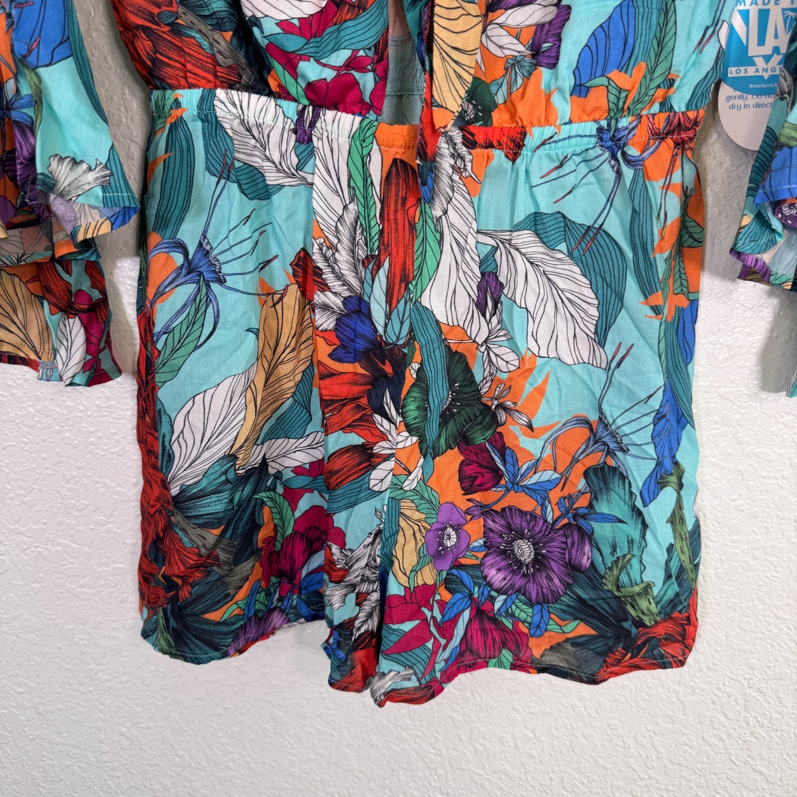 WET Romper Womens XS Flora Tropicall Tie Front Festival Resort Cruise Coverup