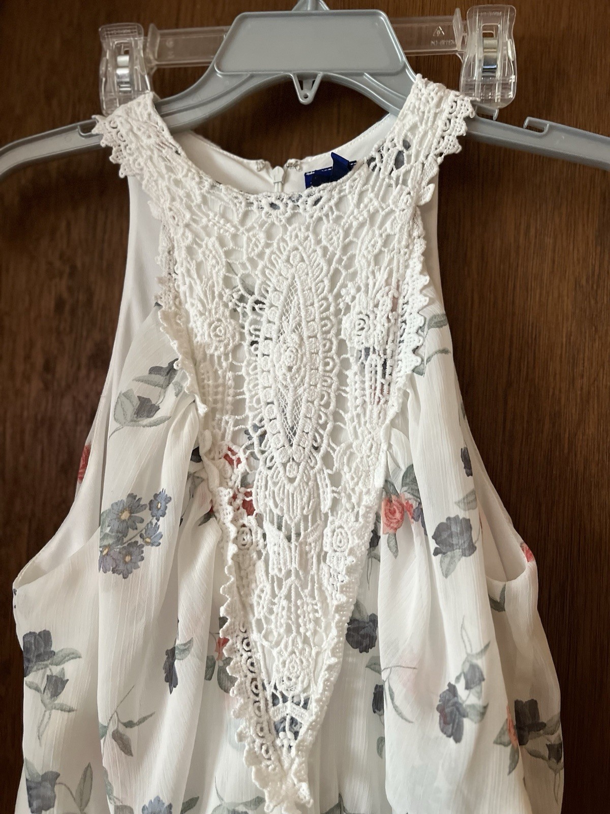 Disney Beauty and the Beast White W/Flowers SleevelessRomper Fully Lined Women M
