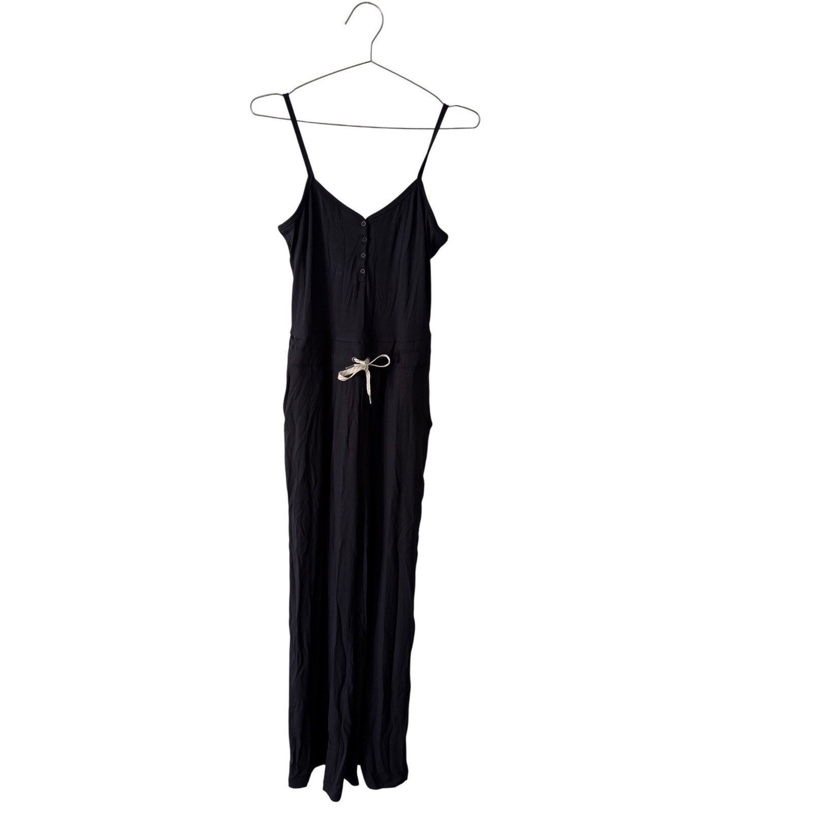 Vuori Pose Henley Jumpsuit Women’s Medium Navy Blue Ribbed Stretch $148 MSRP