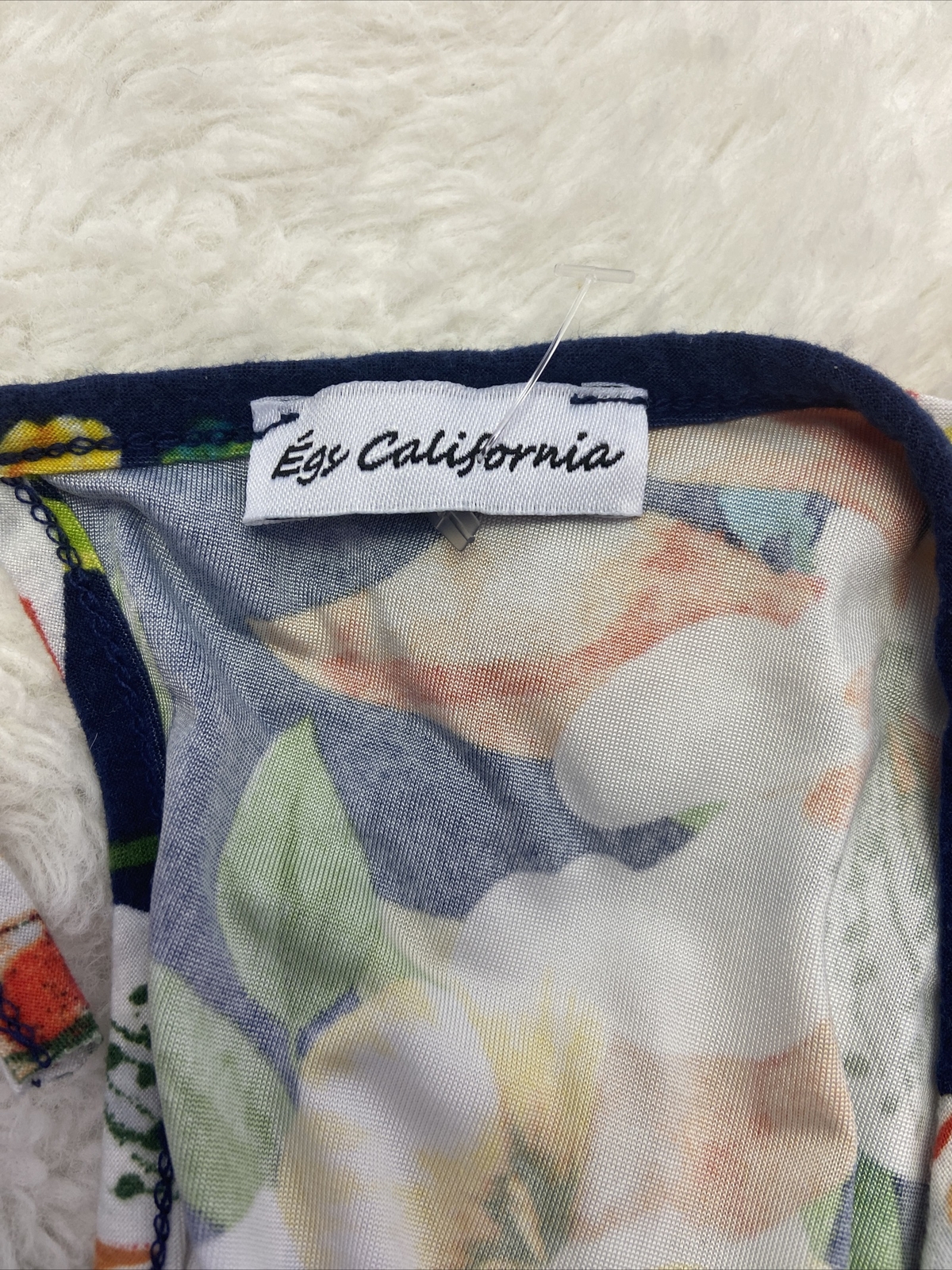 Égy California szM Blue Floral Jumpsuit Keyhole tie back elastic waist 1/2Sleeve