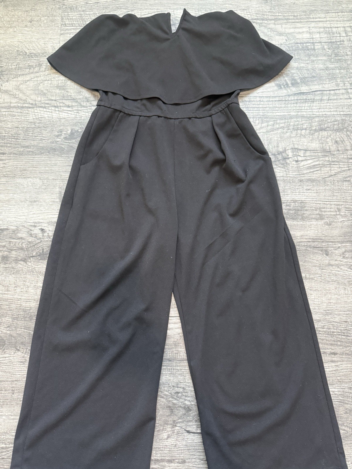 mm couture Women’s Black Off-Shoulder Wide-Leg Jumpsuit Sleeveless M