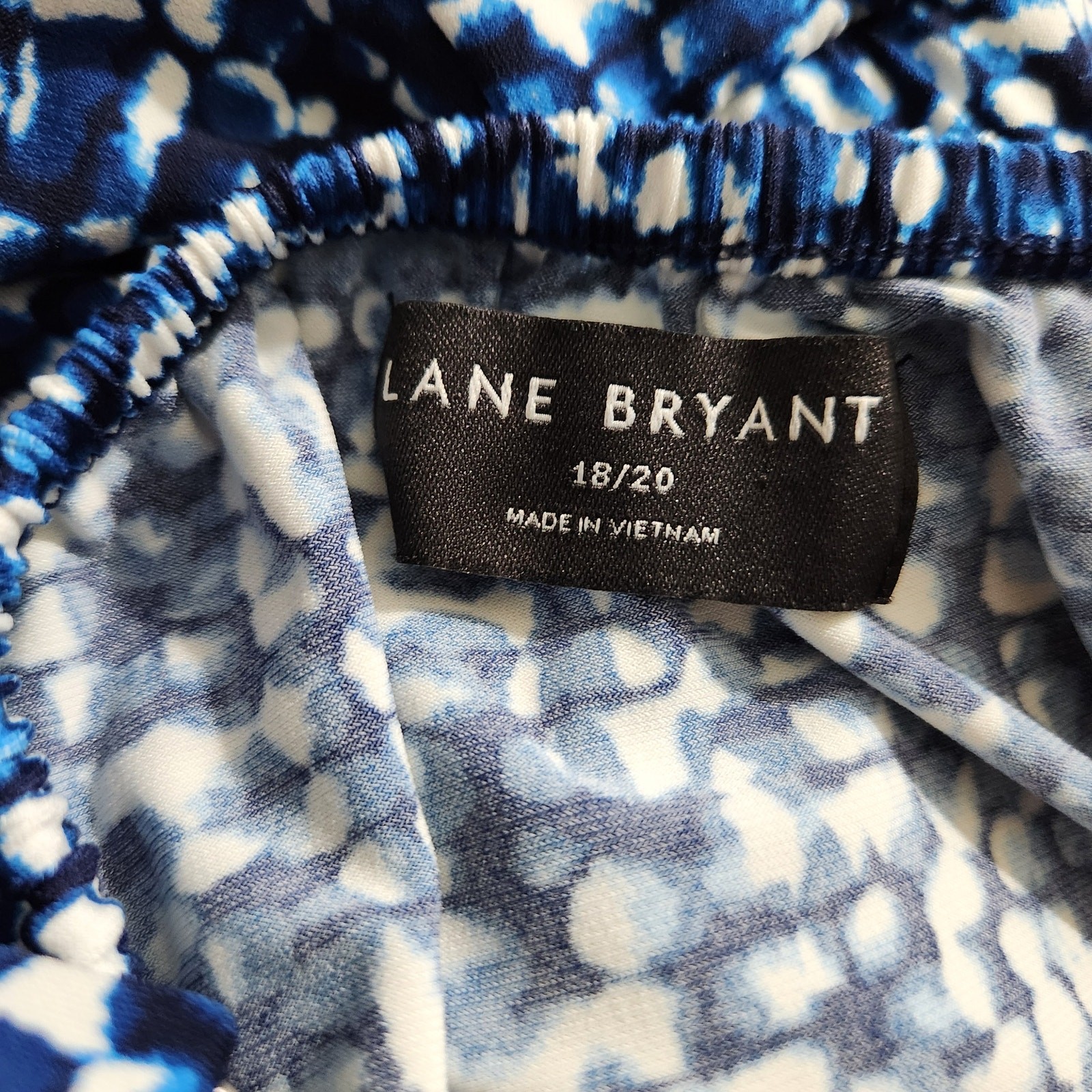 Lane Bryant Jersey Jumpsuit Wide Leg Empire Elastic Waist Blue White Size 18/20