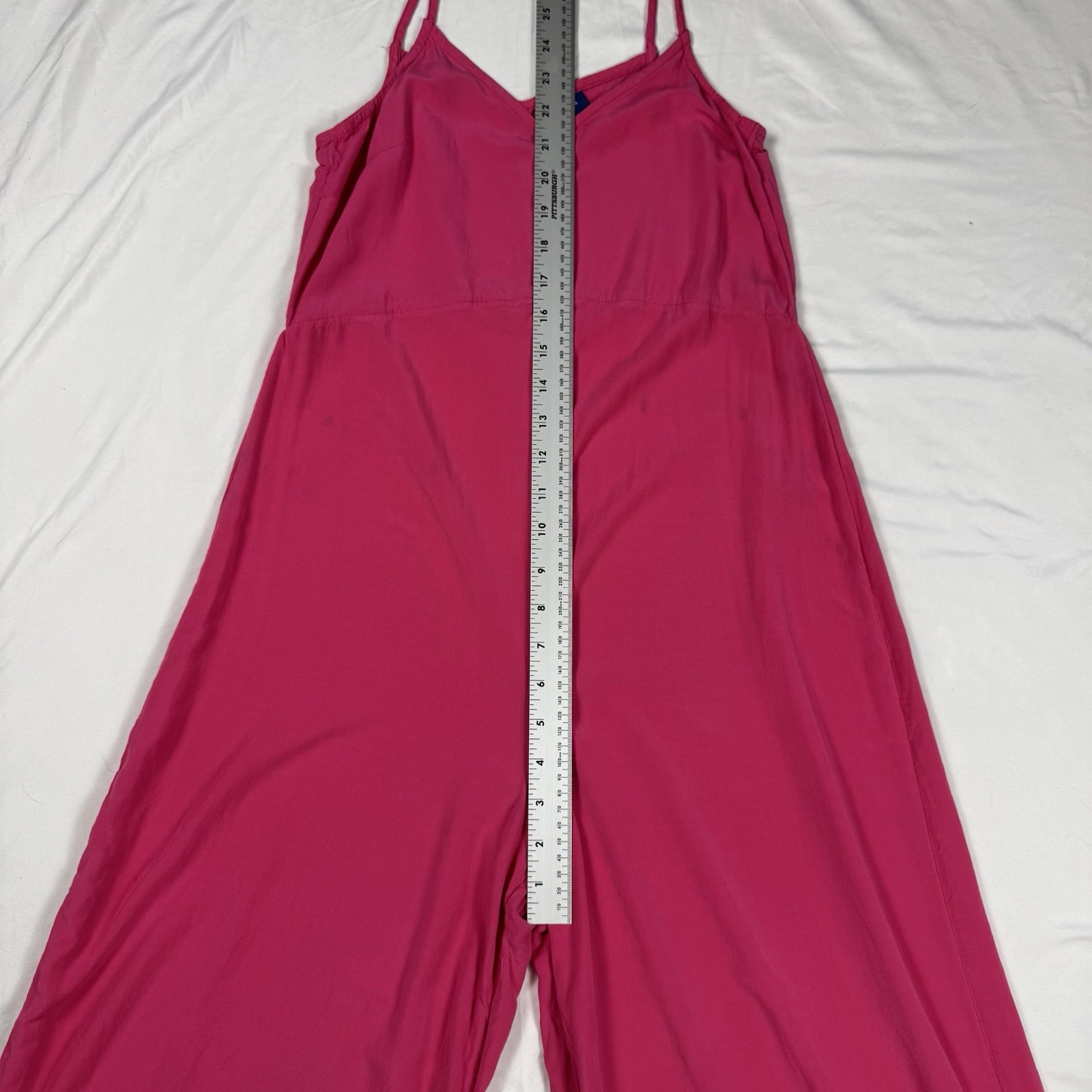 Old Navy Jumpsuit Pink Wide Leg Spaghetti Strap Rayon Women’s XS Tall Stained