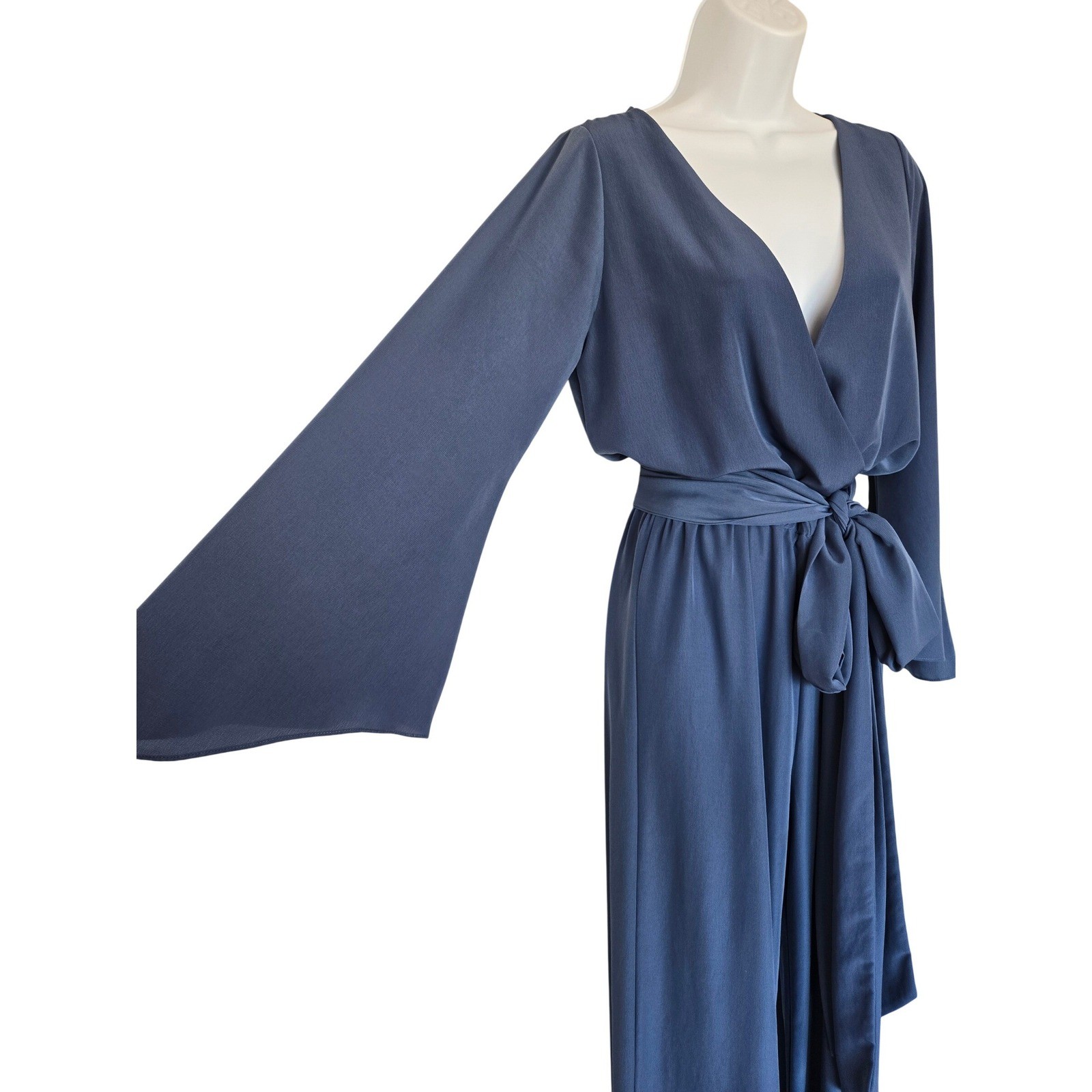 ALEXIS Blue Silk Wide Leg Jumpsuit Sz M ASO Paris Hilton Designer Editorial Glam