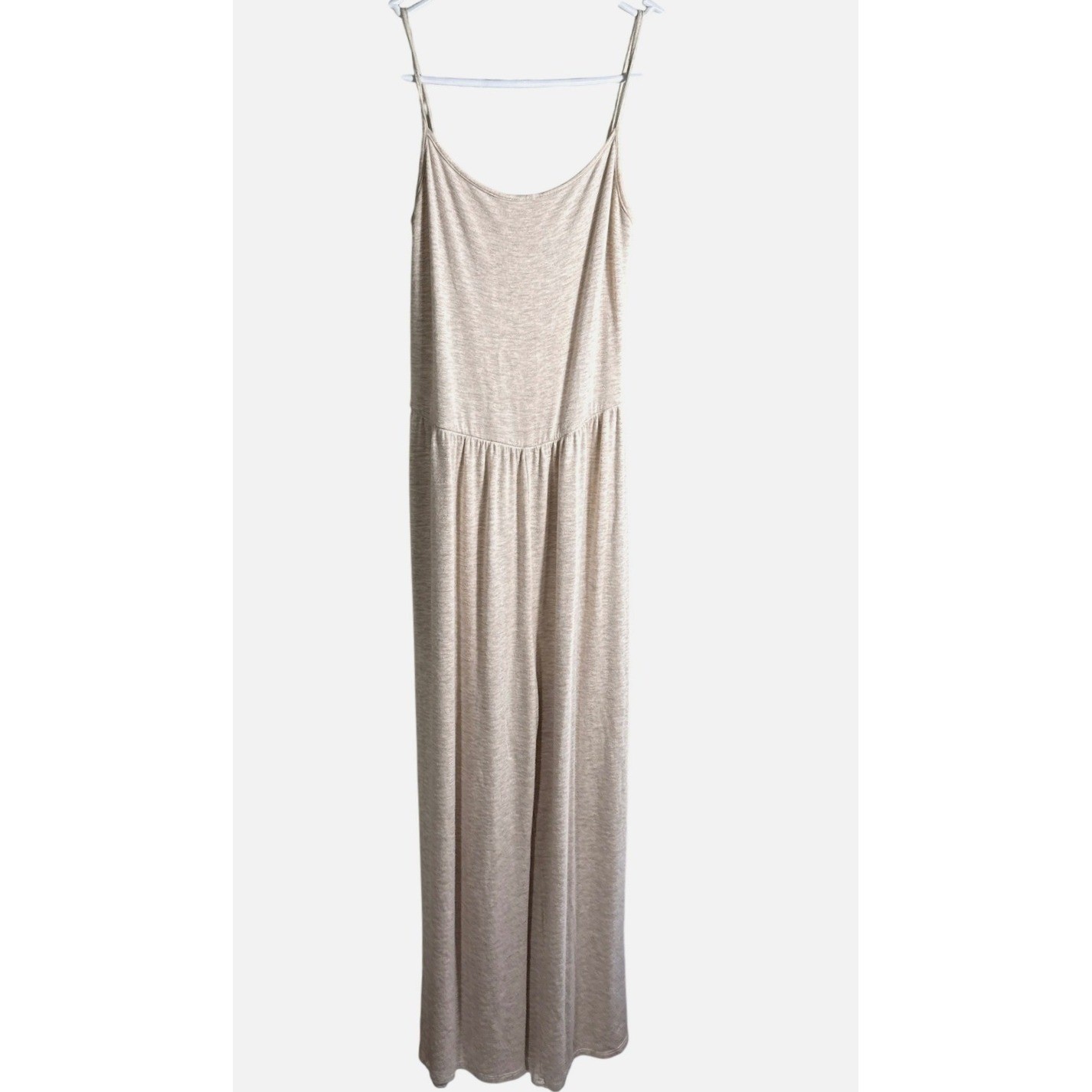 Antistar Womens Oatmeal Heather Spaghetti Strap Wide Leg Jumpsuit AM0296 S