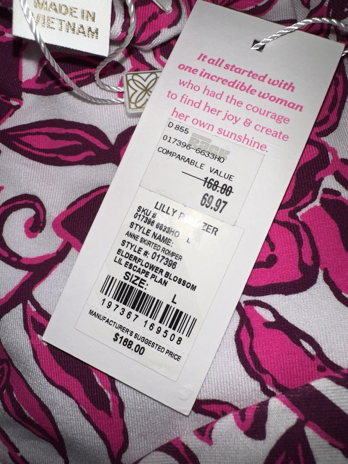 LILLY PULITZER Size L Anne Skirted Romper Elderflower Blossom Lil Escape NWT
