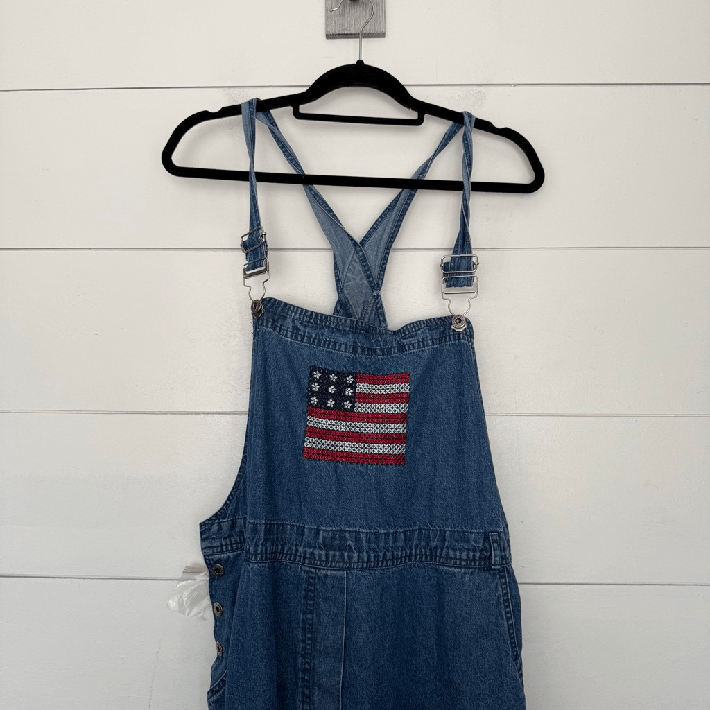 Agapo Women’s 2X American Flag Vintage Overalls New Y2K 90s 2000s
