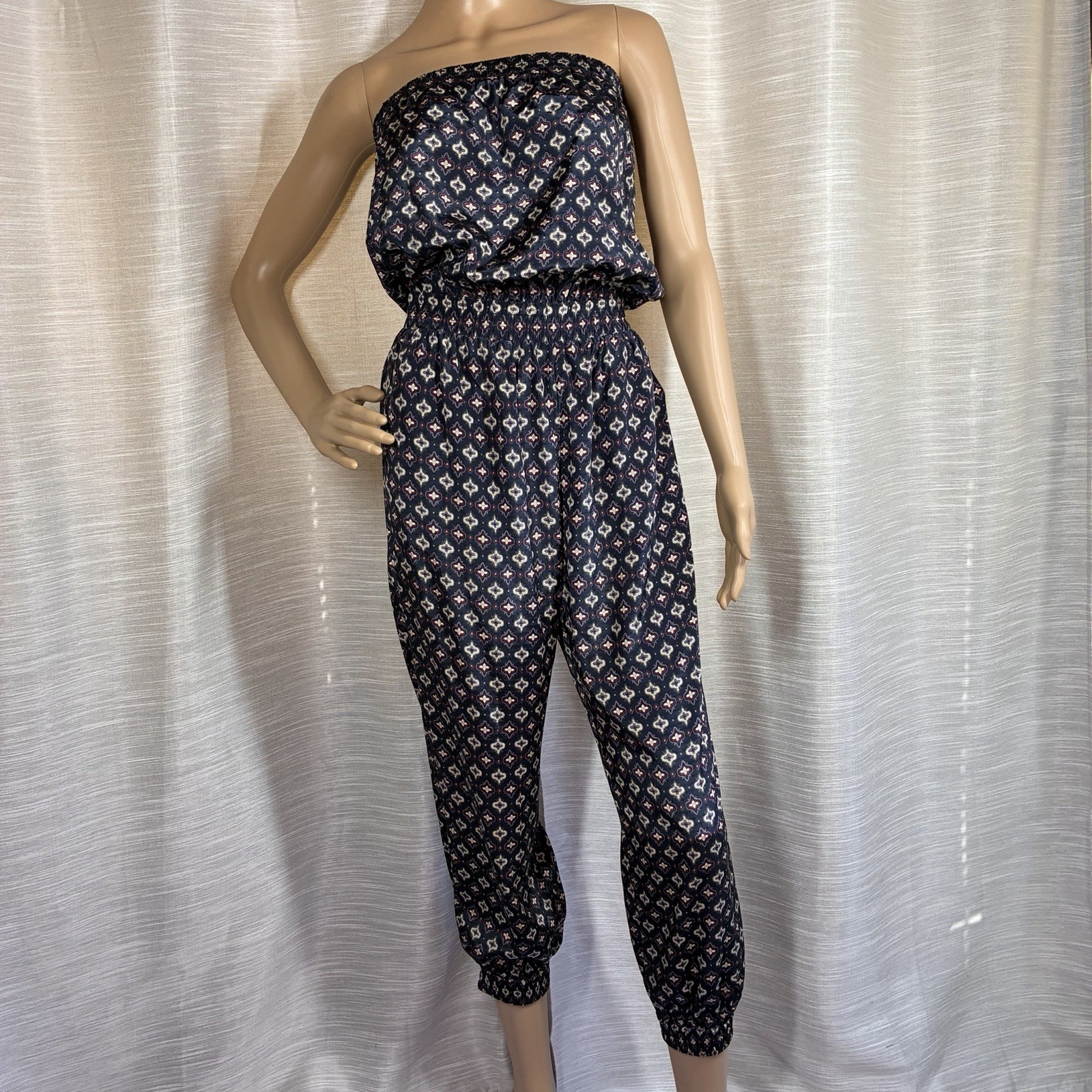 NWT Bishop + Young Pia Strapless Jumpsuit Small Sea Marrakesh Geometric Print