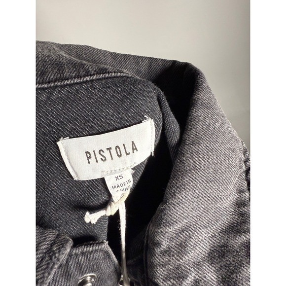 PISTOLA Women’s Denim Jumpsuit Dress Gray Long Sleeve Button Front Belted XS