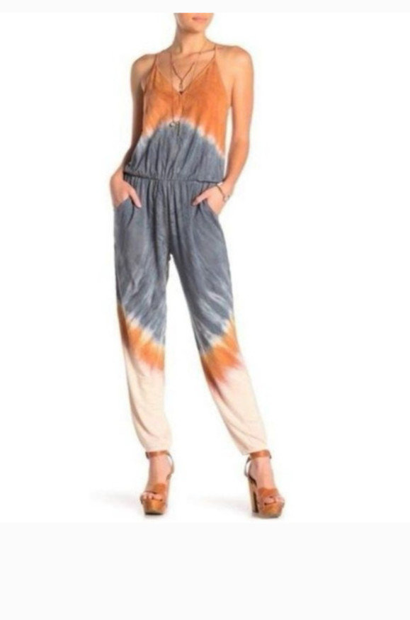 YFB Young Fabulous Broke Tie-Dye Tank Top Jumpsuit Boho Indie Earthy Sz Medium