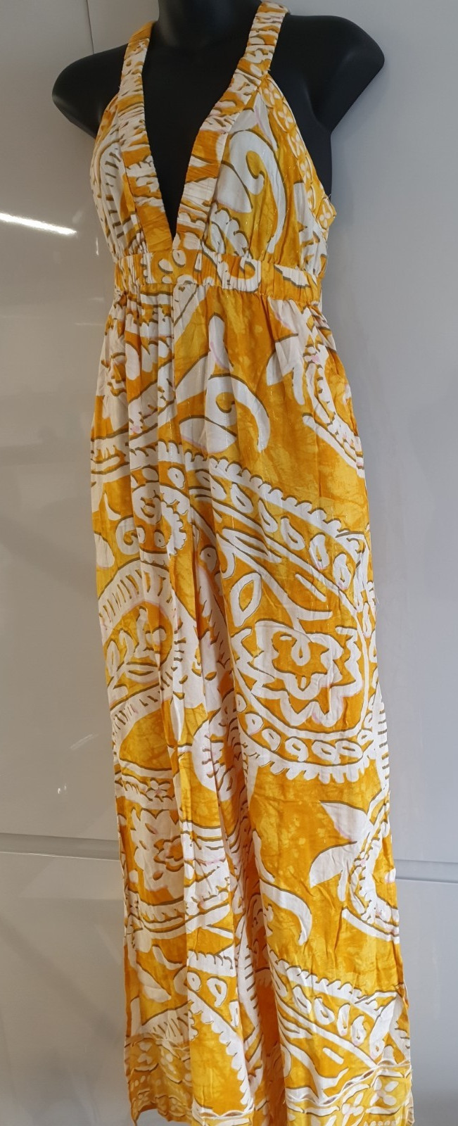 River Island Jumpsuit UK Small Yellow & White Sleeveless Wide Straps BNWT