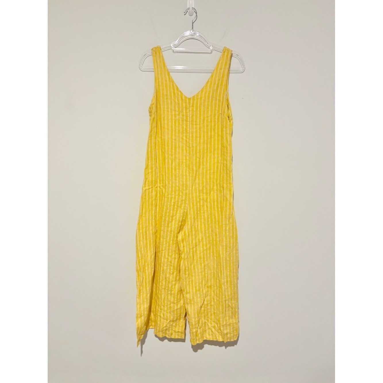 Lungo L’arno Boho Lagenlook pockets Wide Leg Jumpsuit Stripe yellow small