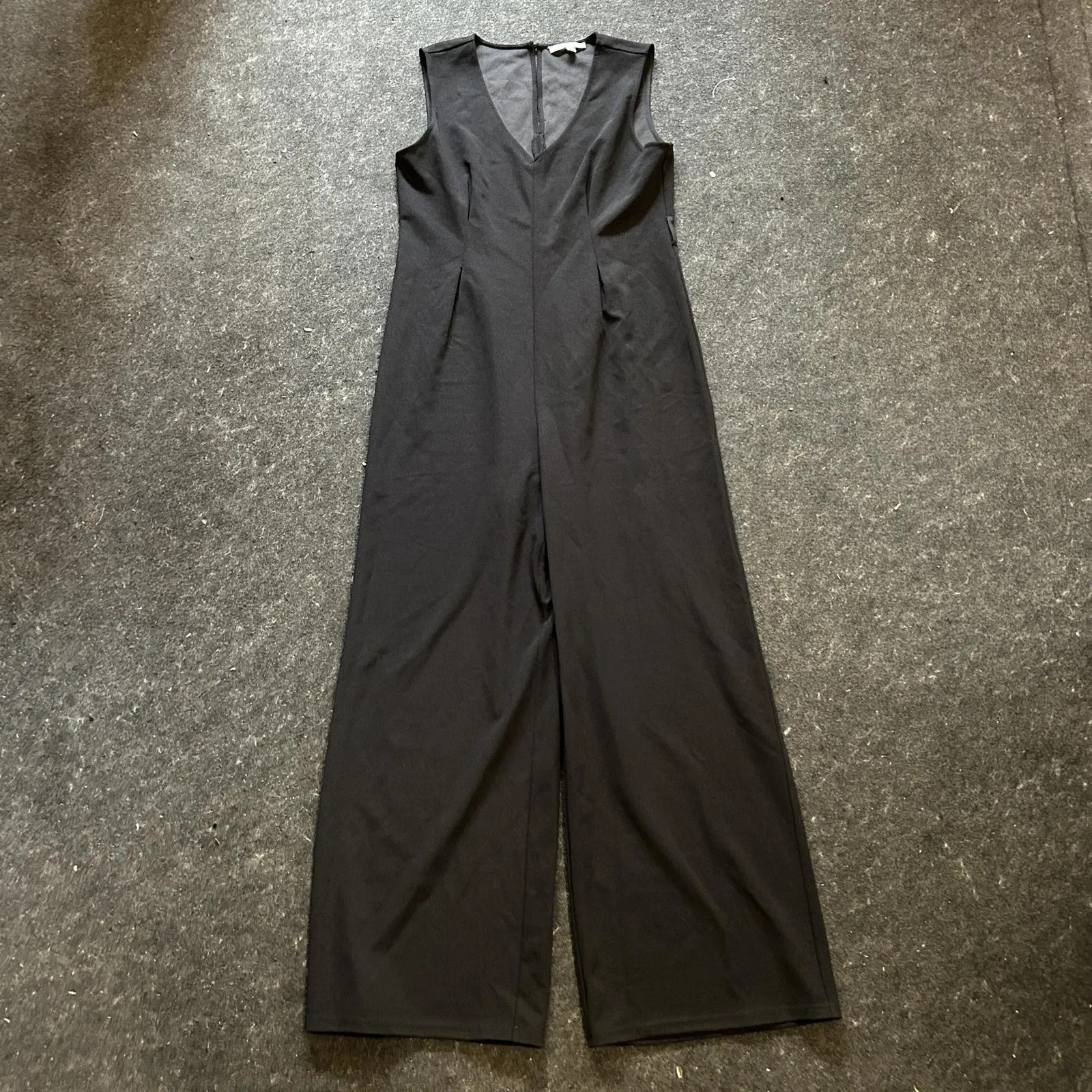 Zoe And Claire Jumpsuit Women’s Large, Black Sleeveless V-Neck Wide Leg Formal