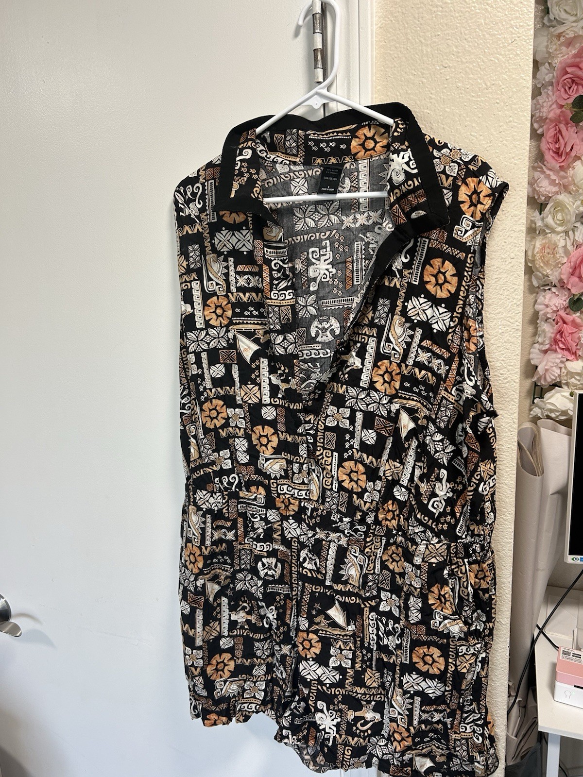 Her Universe Disney Moana Retro Tiki Romper Plus Size 3 22/24 black brown beige