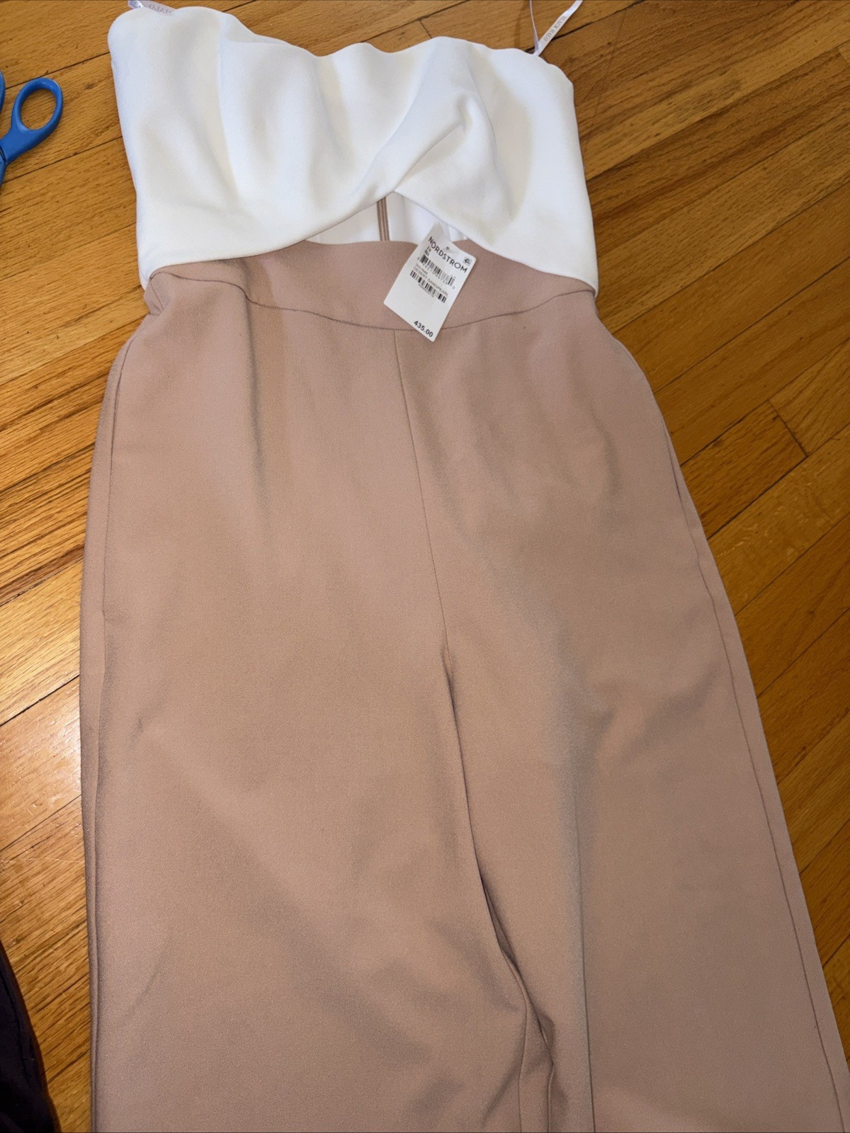 BLACK HALO JADA JUMPSUIT DESERT SAND/PEARL Color Block Strapless Size 2