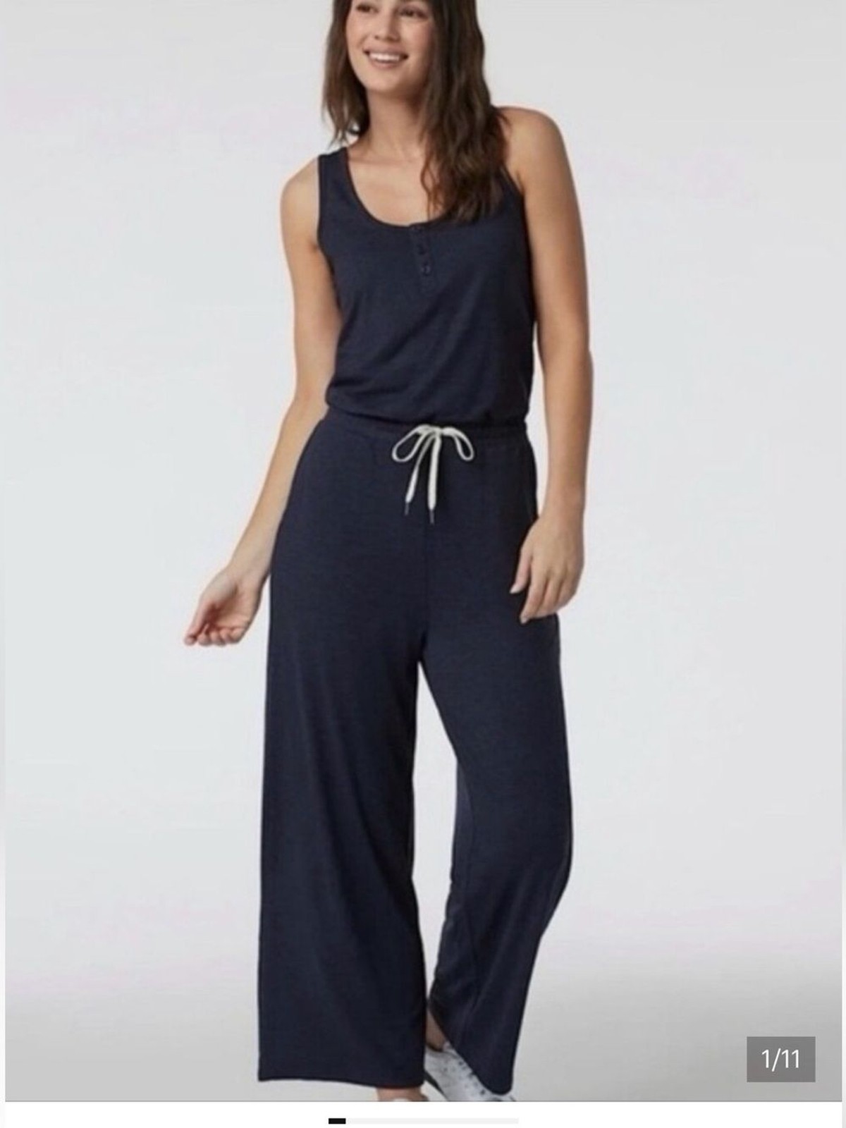Vuori Falls Jumpsuit Sleeveless br Wide leg Drawstring Waist Black br Size S