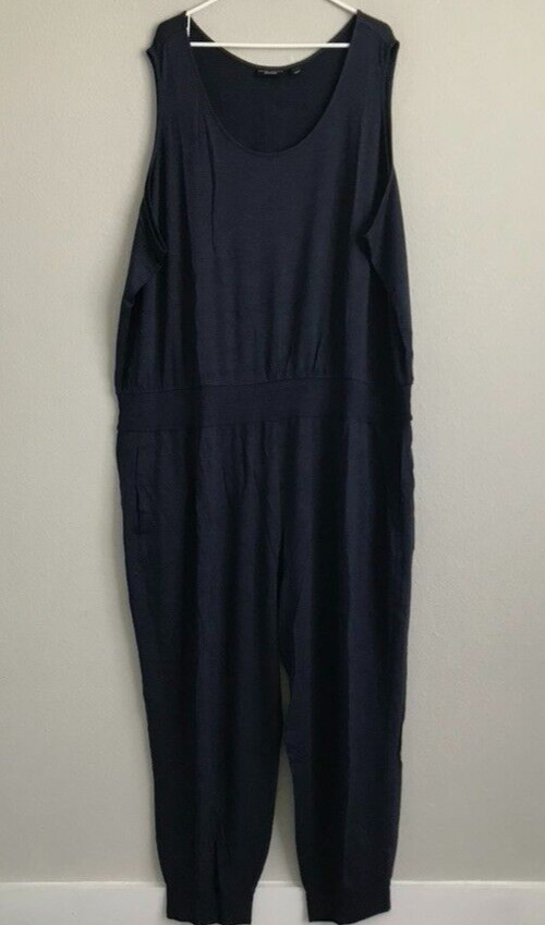 Susan Graver Weekend Petite Jersey Knit Jumpsuit – Navy (Sz 5XP) a399693 –