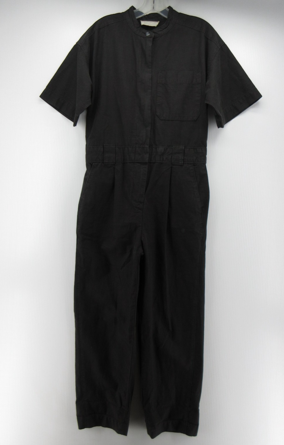 Everlane Jumpsuit Women 4 Black Coveralls Linen Utility Band Collar Workwear