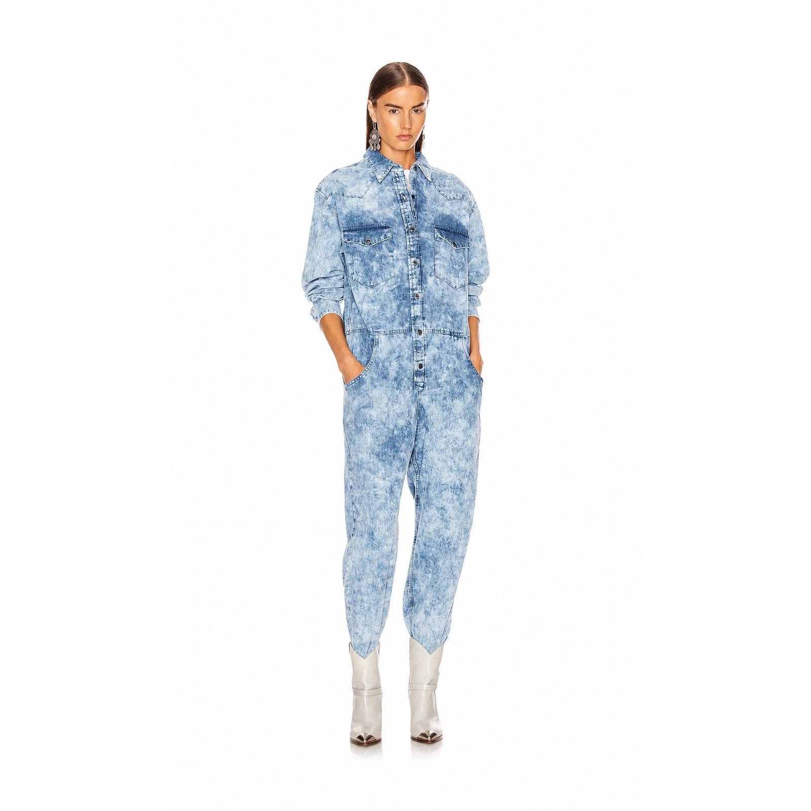 Isabel Marant Étoile Idesia denim jumpsuit in a light blue acid wash FR36/US4