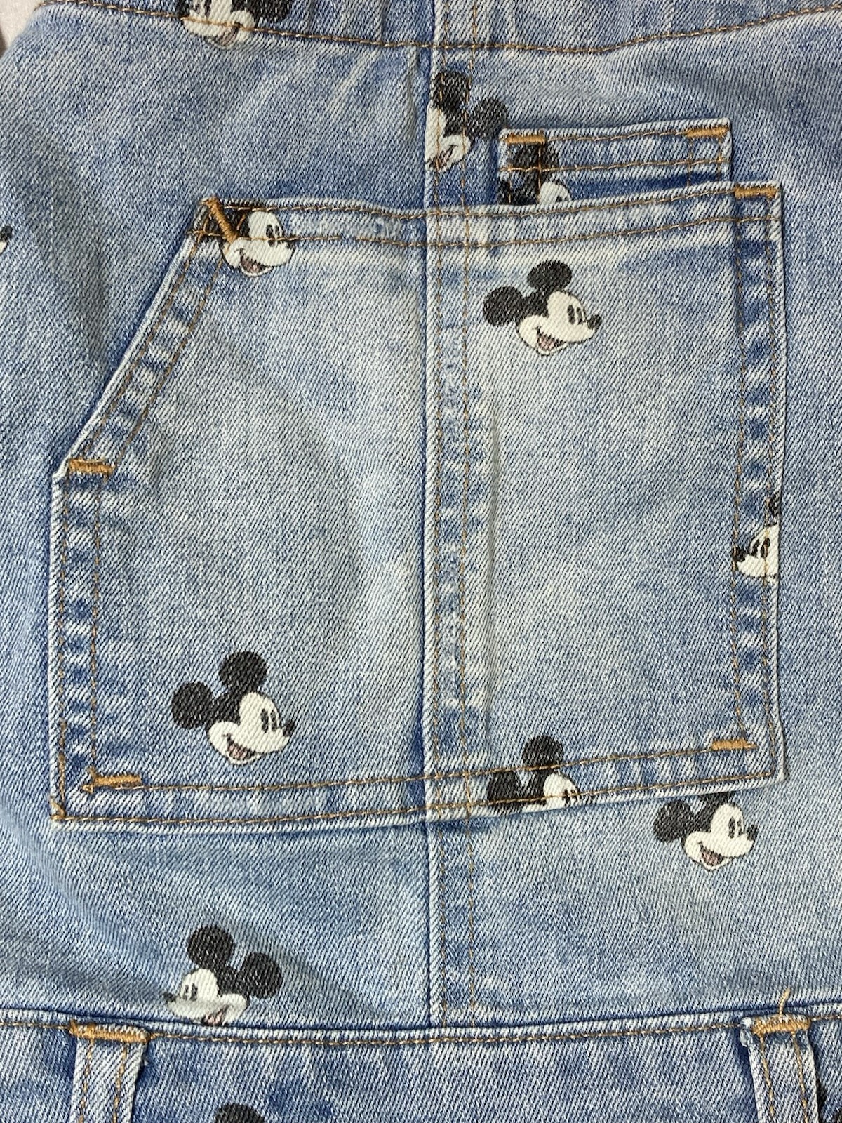 Disney Parks Mickey Mouse Denim Short Overalls Bib Shorts Womens XS EU S