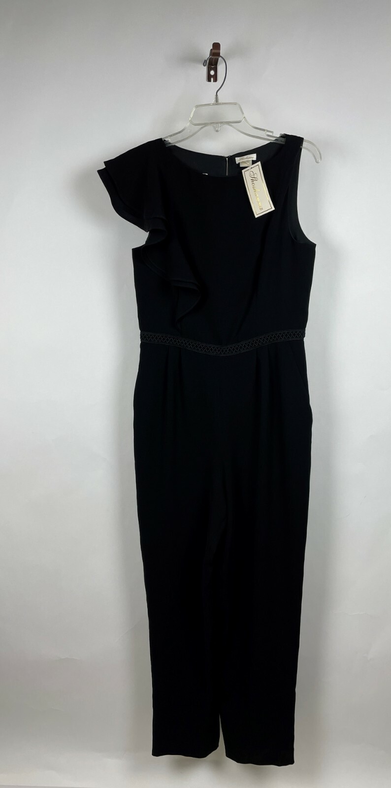 NEW NWT SHOSHANNA Hialeah Ruffle sleeveless black Jumpsuit 6, MADE IN USA