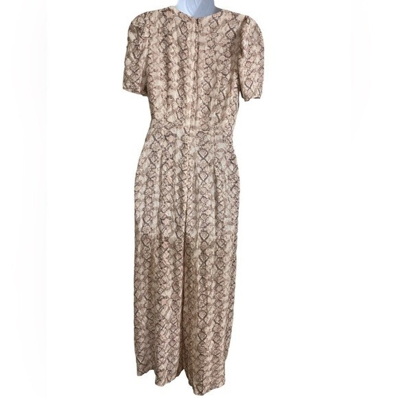 Anthropologie GREYLIN Jumpsuit Lisette Snake Print XS beige vacation casual y2k