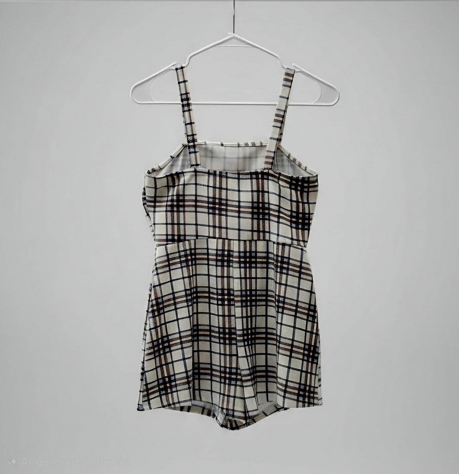 Almost Famous Women Black White Blue Plaid Faux Wrap Skort Romper Size M