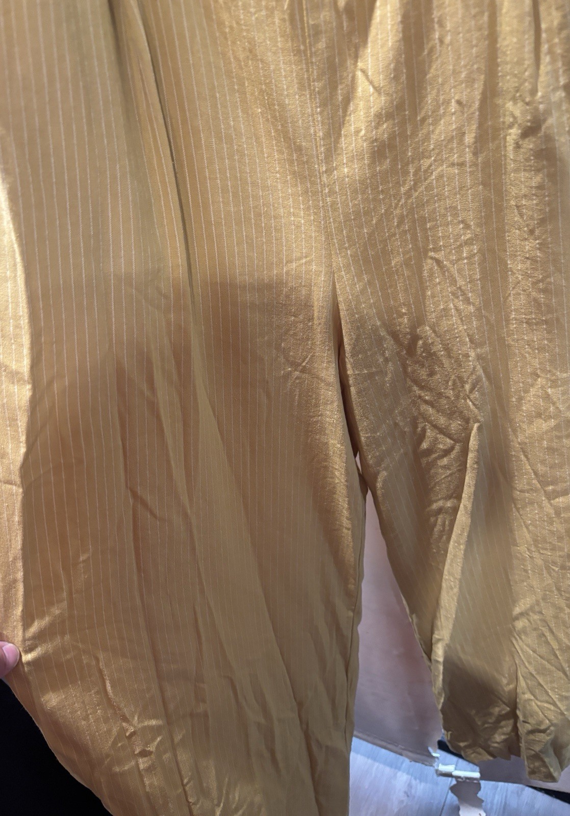 Coastal Air Mustard Yellow Striped Tie-Back Culotte Jumpsuit Size Large