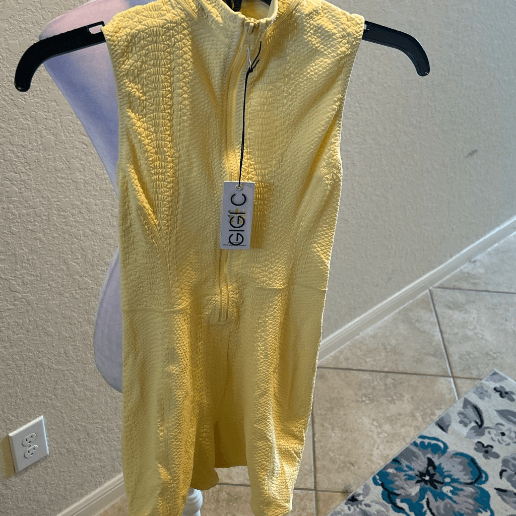 Gigi C Size XS Keegan Snakeskin Print Shorts Romper Butter Yellow Summer Preppy