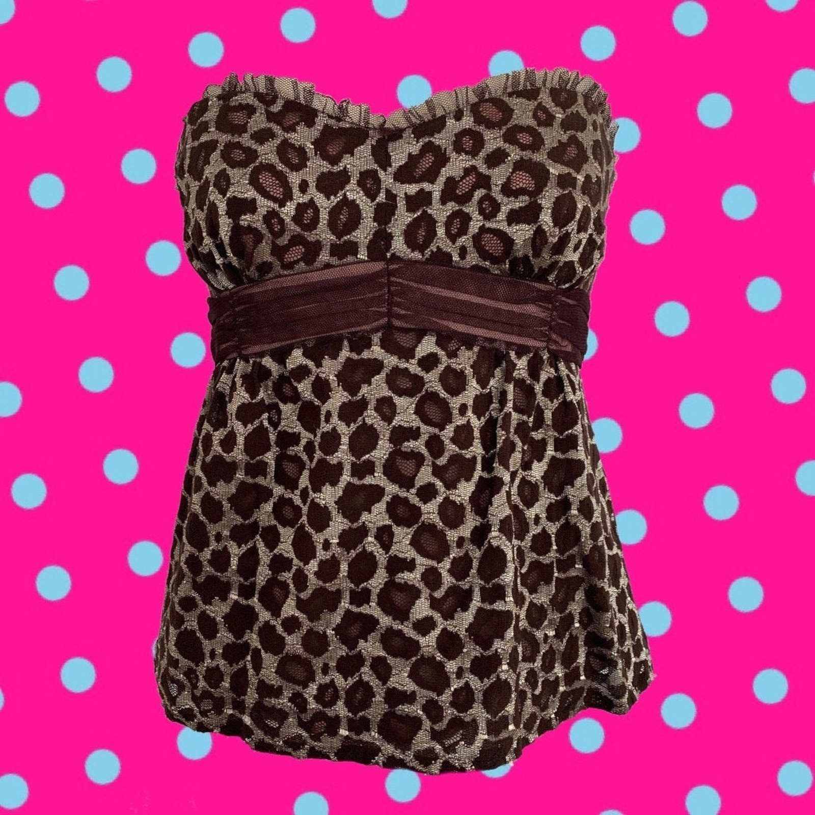 Vintage Nanette Lepore Leopard Print Bustier • Gold & Brown Stretch Lace