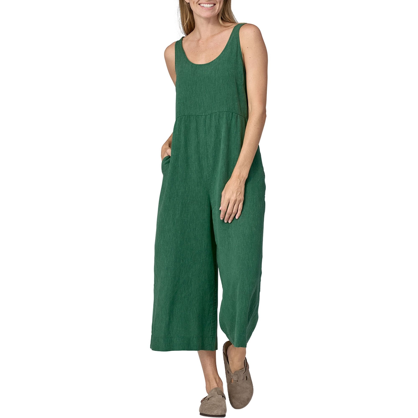 Patagonia M Jumpsuit Green Hemp Garden Island Wide Leg Romper 75015 Boho Granola
