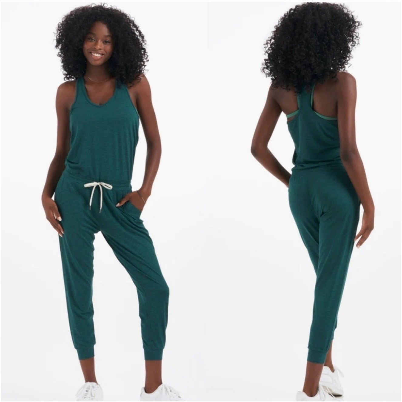 Vuori Lux performance jumpsuit S green active athleisure casual loungewear