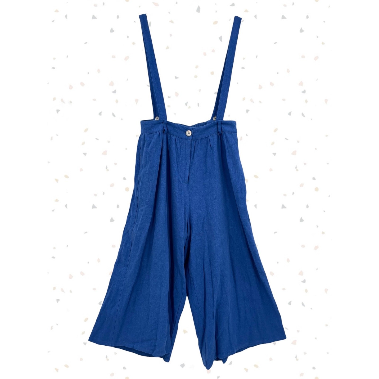 Fashion Brand Company French Blue Wide Leg Linen Suspender Trousers FBC Size XL