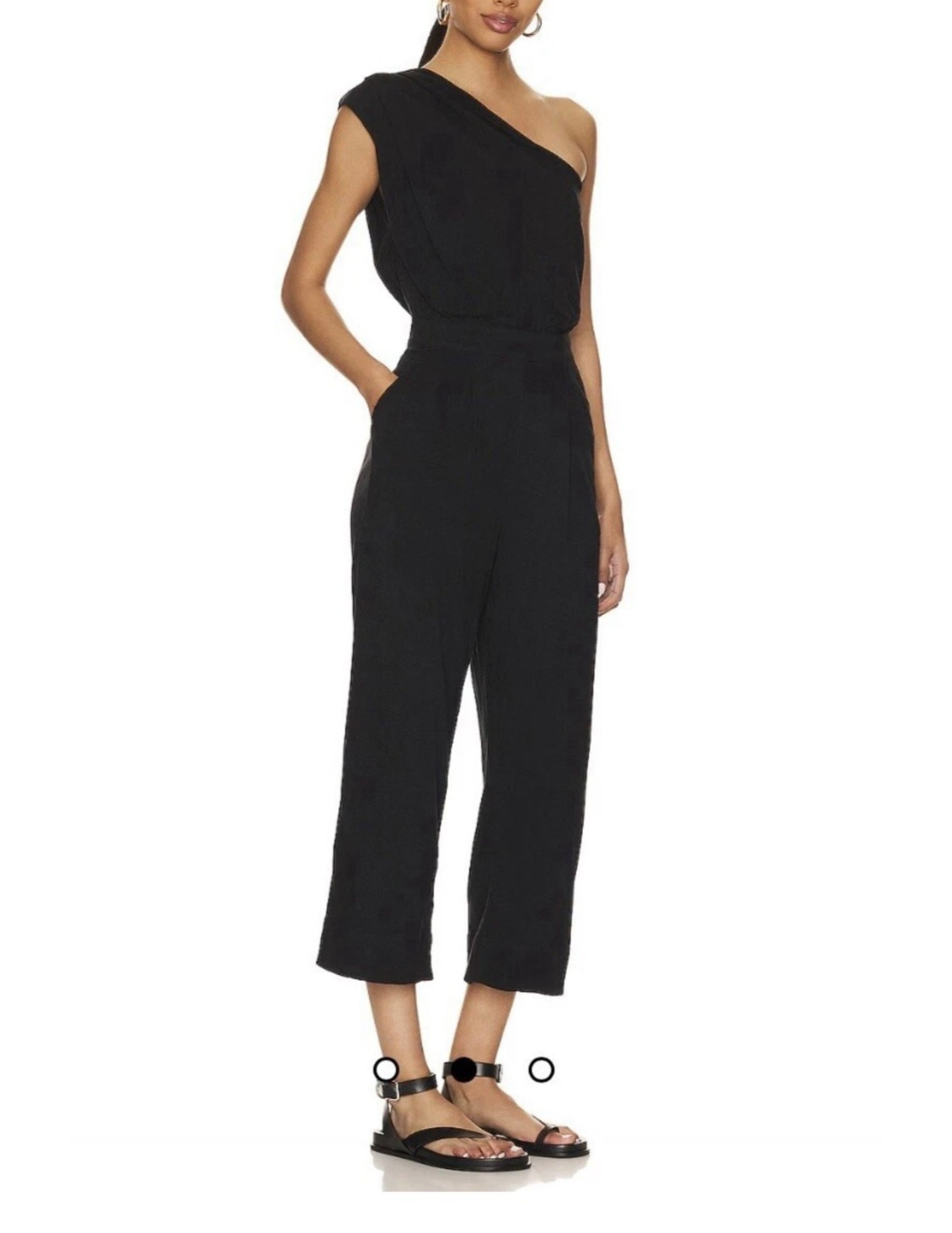Free People Avery One Shoulder Jumpsuit in Black, M, very soft
