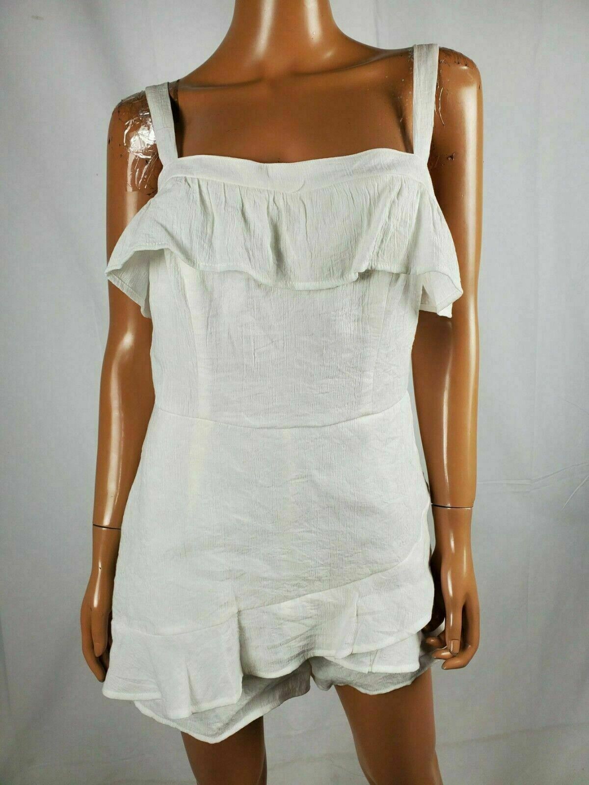 New City Studio Women’s White Strap Shoulders Summer Romper Rayon Dress Size 13