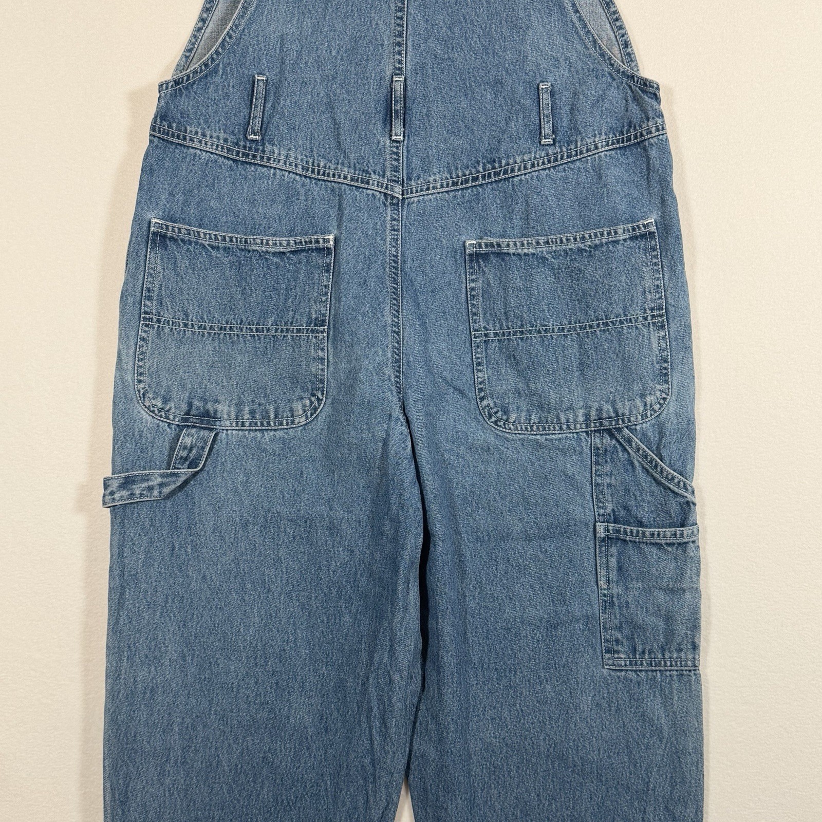 Women’s Vtg Disney Eeyore Denim Bib Overalls Sz L Winnie The Pooh Y2K