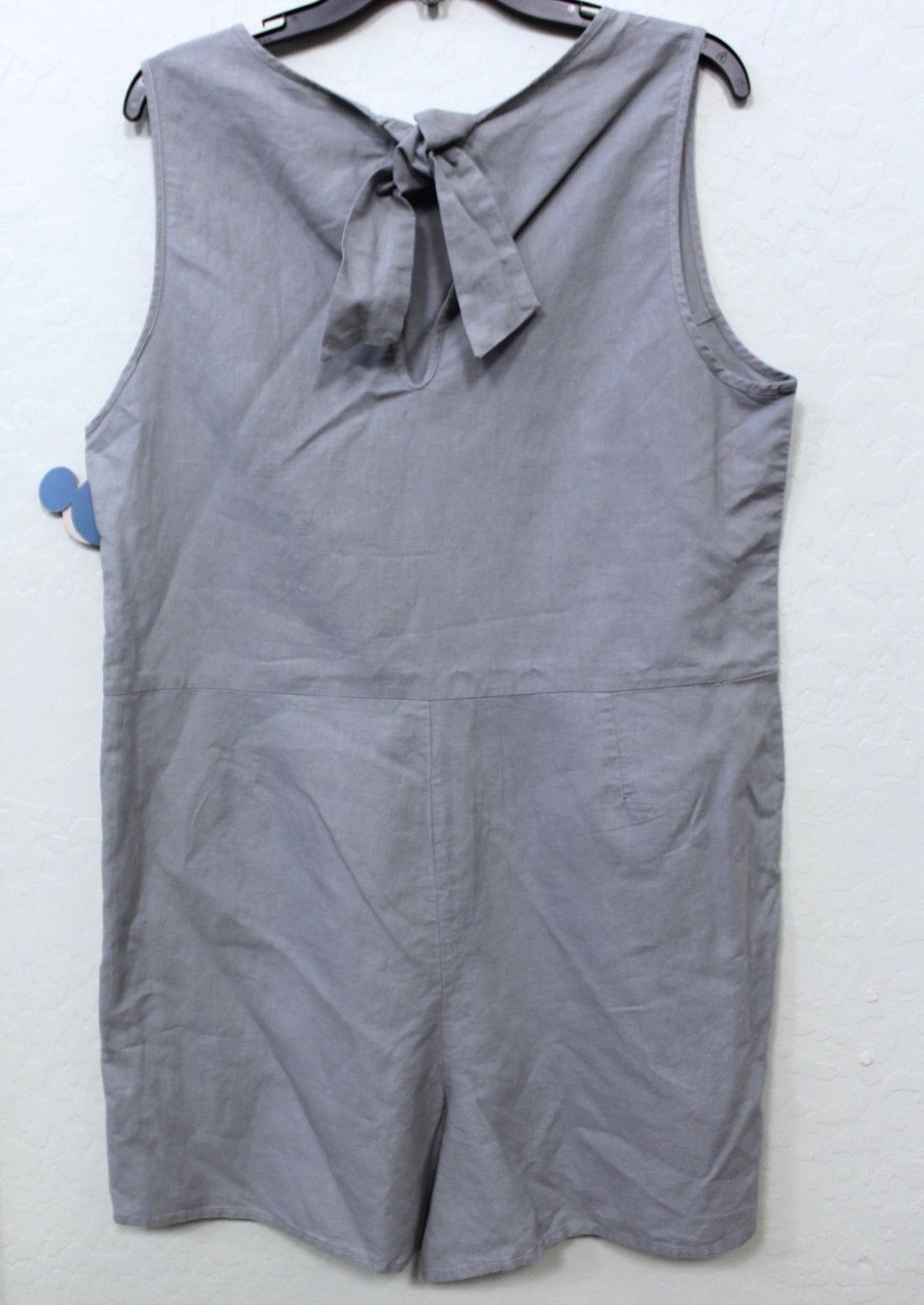 Disney Junk Food Mickey Mouse Embroidered Tie Keyhole Romper Gray Size XXL NEW