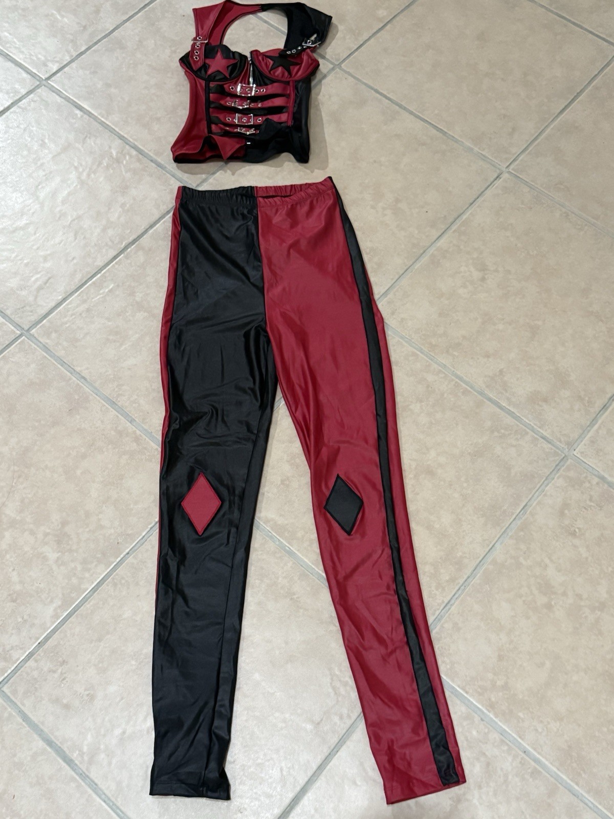 Dolls Kill Harlequin Jumpsuit, Red/Black, Size XS / Harley Quinn Costume XS