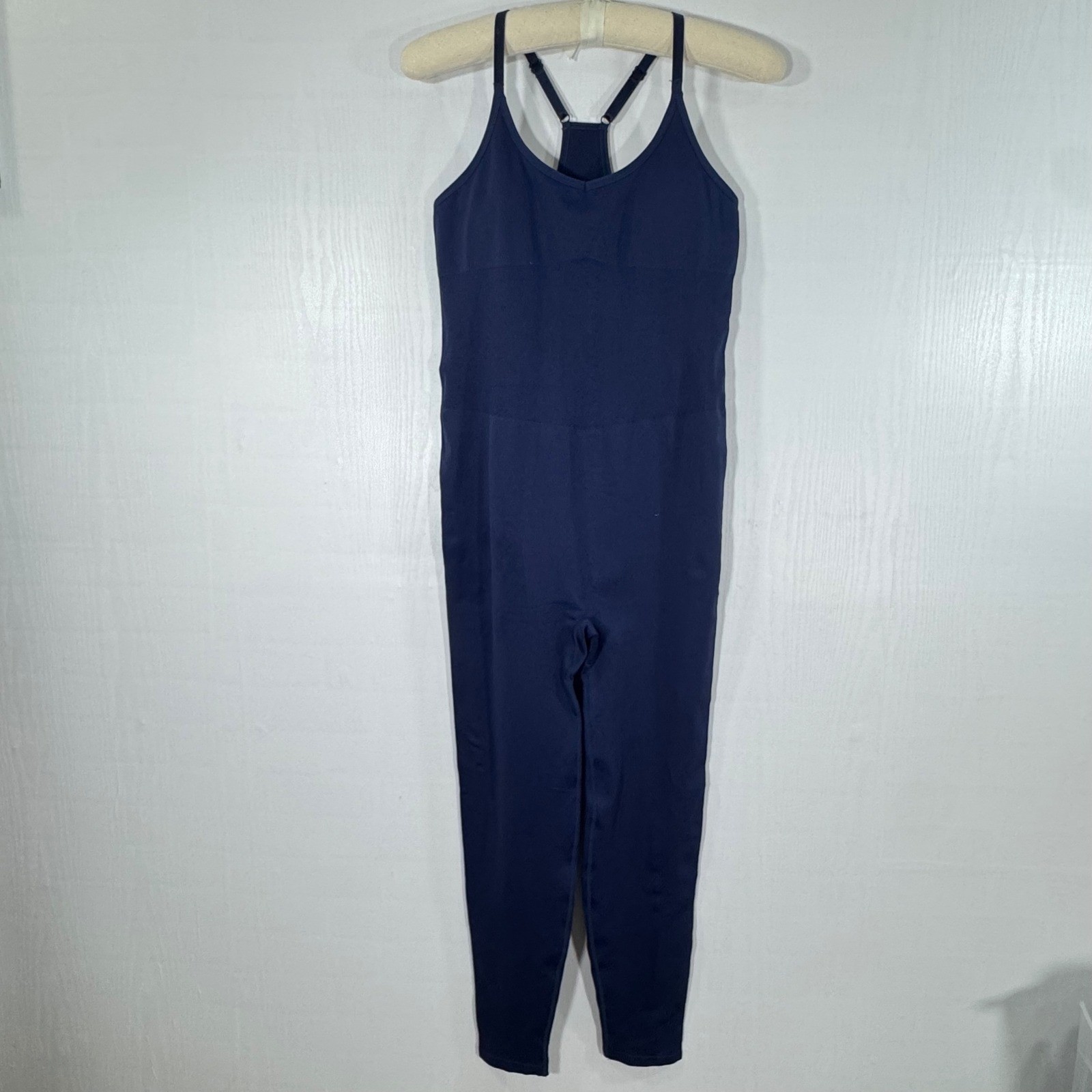 Pink Active Jumpsuit Ribbed Navy Blue Y Back Sleeveless Athleisure – Large New