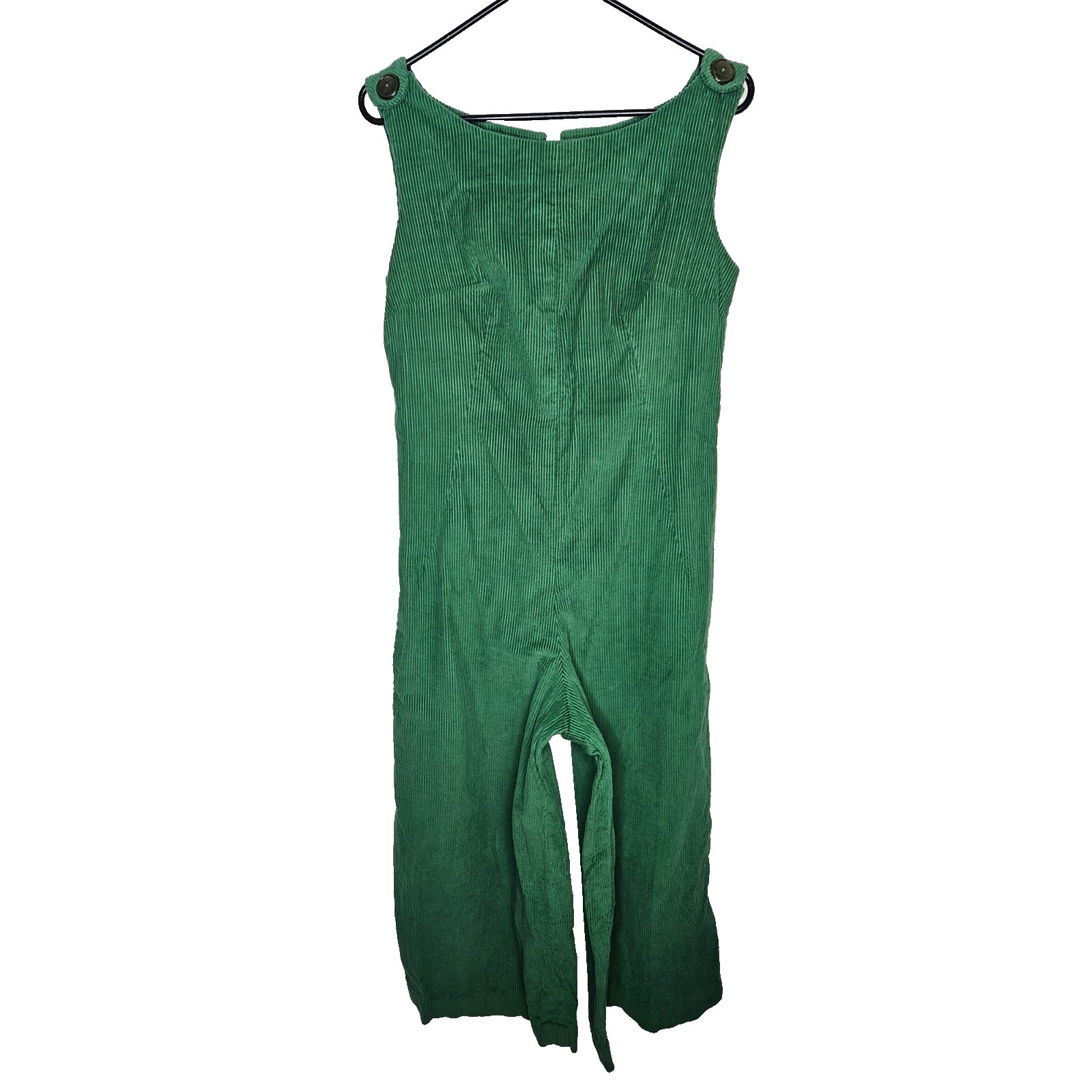 Green Corduroy Sleeveless Wide Leg Jumpsuit Retro Minimalist Casual