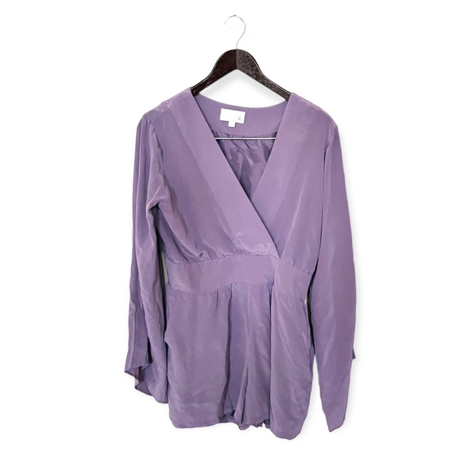 ALEXIS Purple Silk Bell Sleeve Bianca Romper Size Large