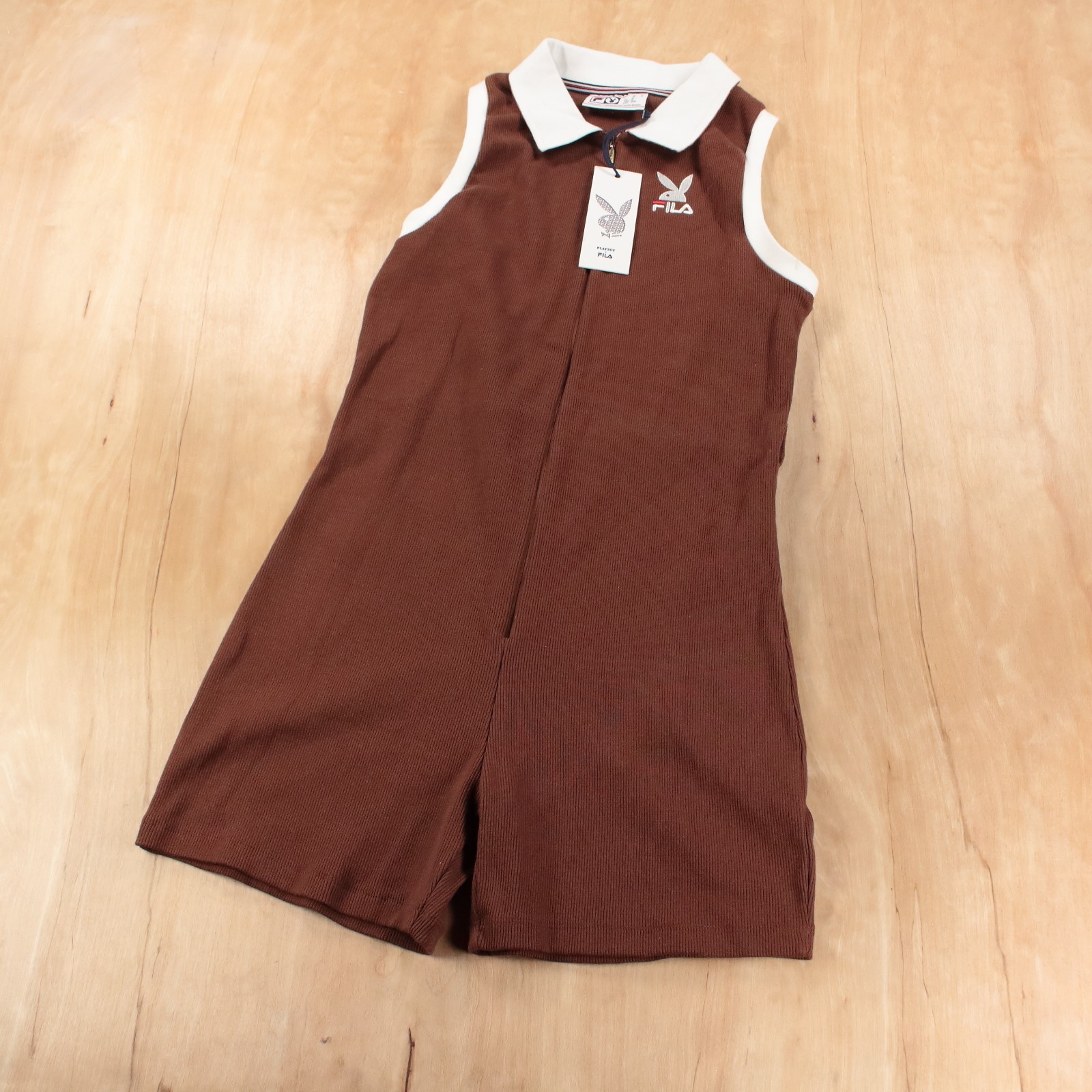 nwt PUMA x PLAYBOY ribbed cotton jersey 1 piece sleeveless polo romper MEDIUM
